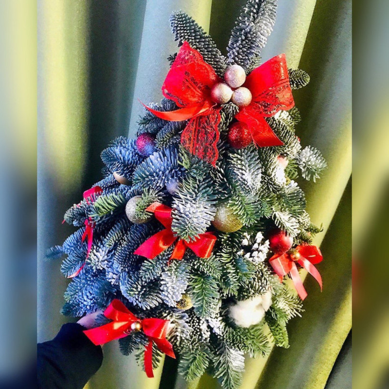 Настольная композиция ёлочка 30 см из нобилиса, стандартный