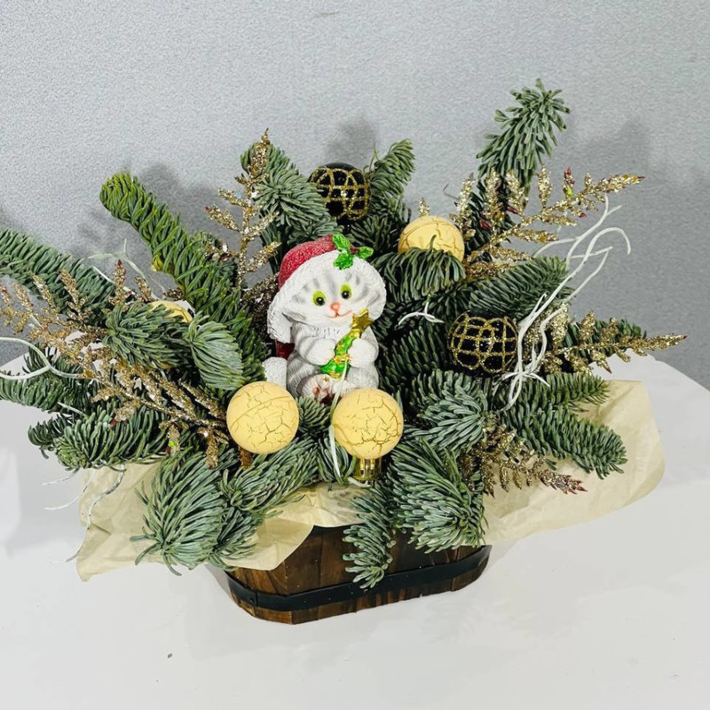 Buket iz zhivogo nobilisa v derevyannom kashpo, standart