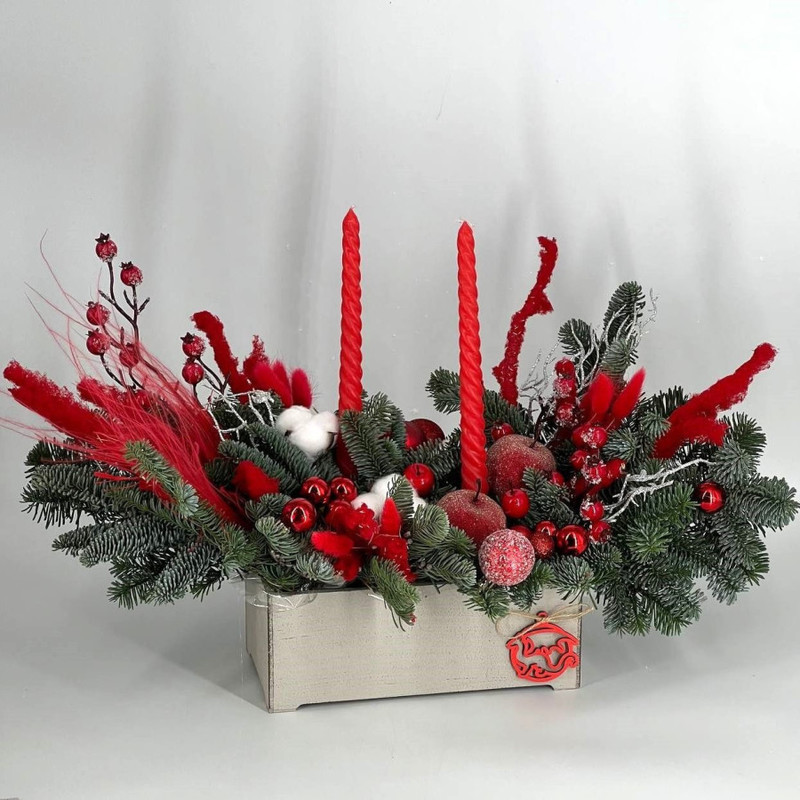 Интерьерная композиция из нобилиса со свечами, стандартный