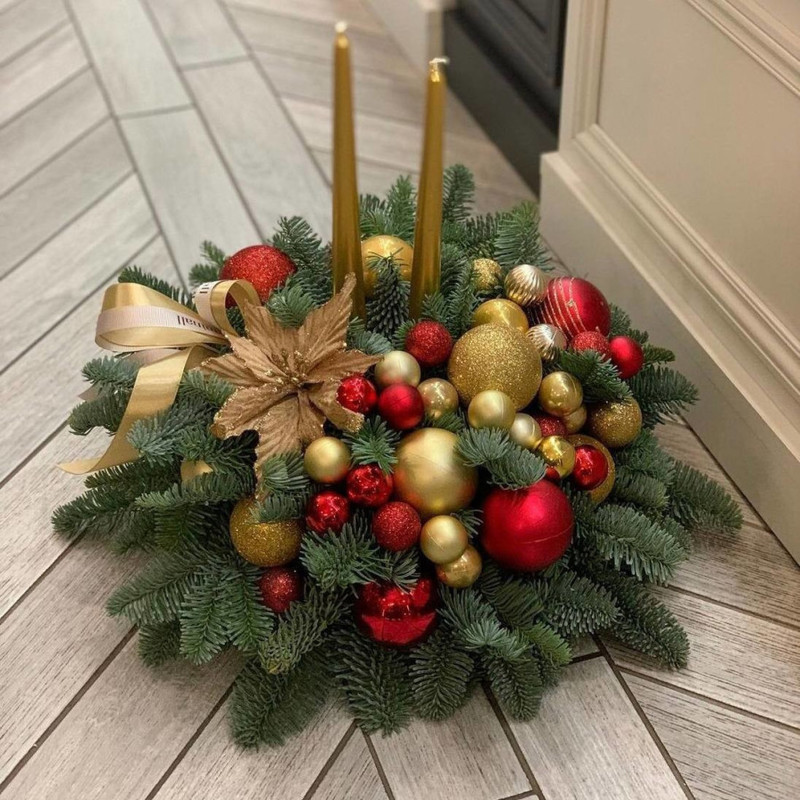 Rozhdestvenskaya  kompozitciya so svechami iz natural_nogo nobilisa, standart