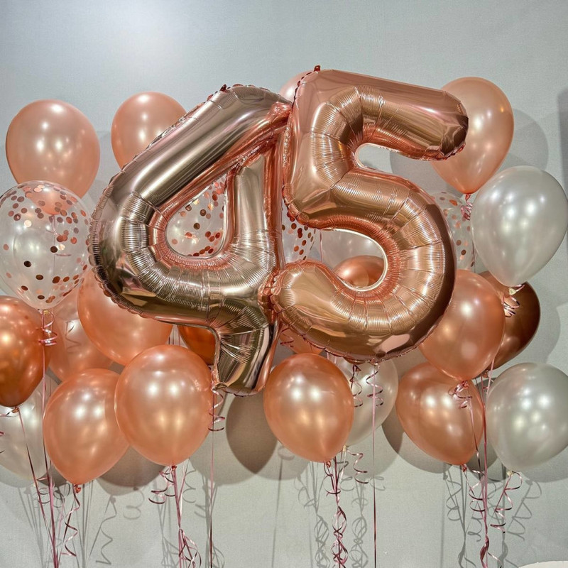 Bol_shaya kompozitciya sharov rozovoe zoloto na 45 let, standart