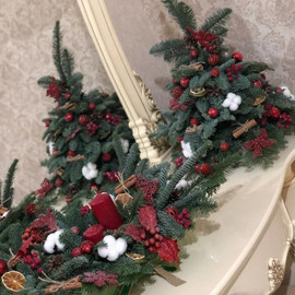 Новогодний декор ёлочка и венок из хвои нобилис со свечой