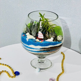 Мини сад в бокале Океан. Флорариум 