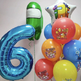 Набор шаров с фигурами космонавтами "Амонг Ас"