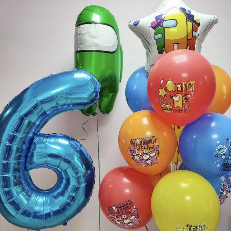 Набор шаров с фигурами космонавтами "Амонг Ас", стандартный