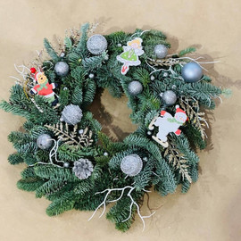 Венок рождественский для интерьера из натуральной хвои нобилис 30 см