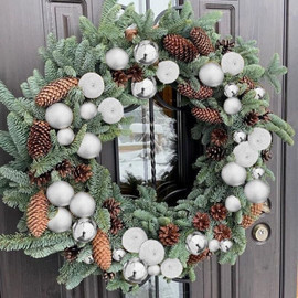 Большой венок рождественский из нобилиса 70 см