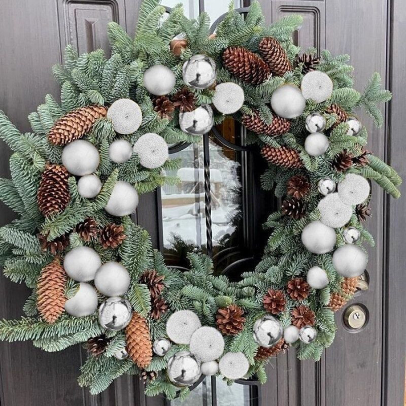 Большой венок рождественский из нобилиса 70 см, стандартный