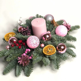 Рождественский декор со свечой из нобилиса