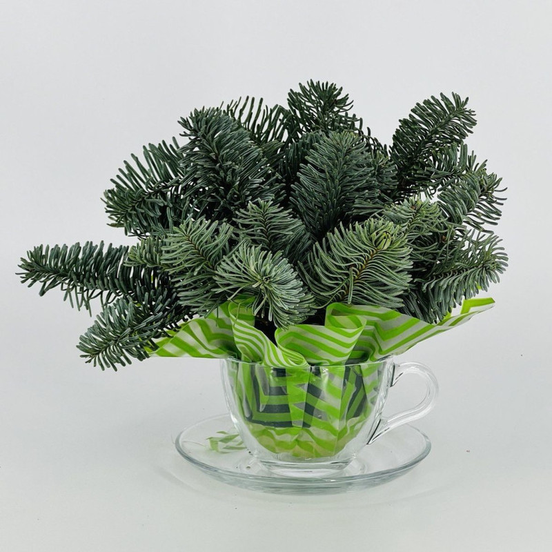 Mini buket iz natural_noj hvoi nobilis v kruzhke, standart