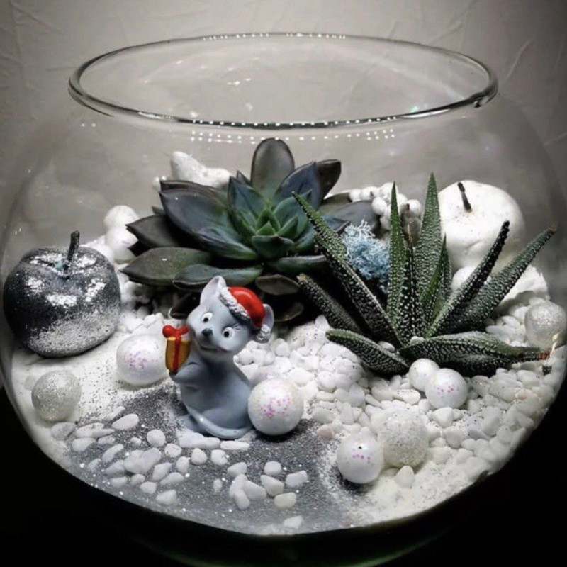 Novogodnij florarium s mishkoj, standart