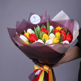 Букет из тюльпанов микс, 21 штука