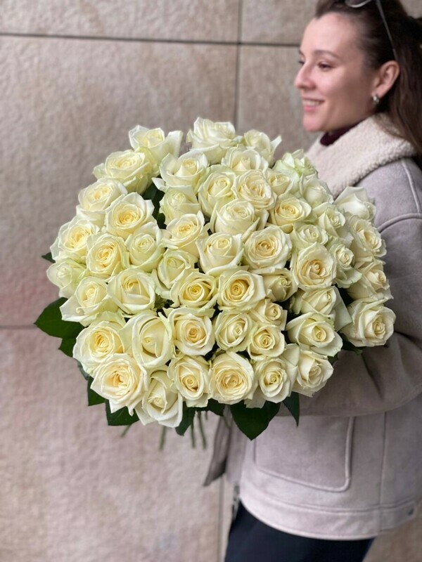 51 белая роза эко-френдли, стандартный