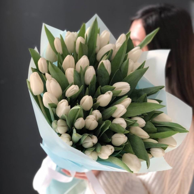 51 белый тюльпан букет, стандартный