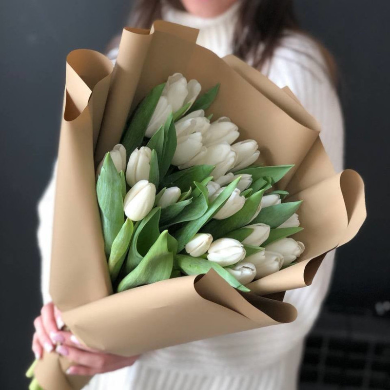25 белых тюльпанов, стандартный