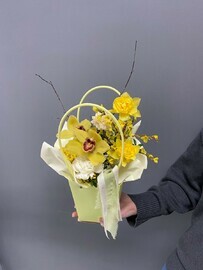 Vesennyaya kompozitciya v sumke-kashpo