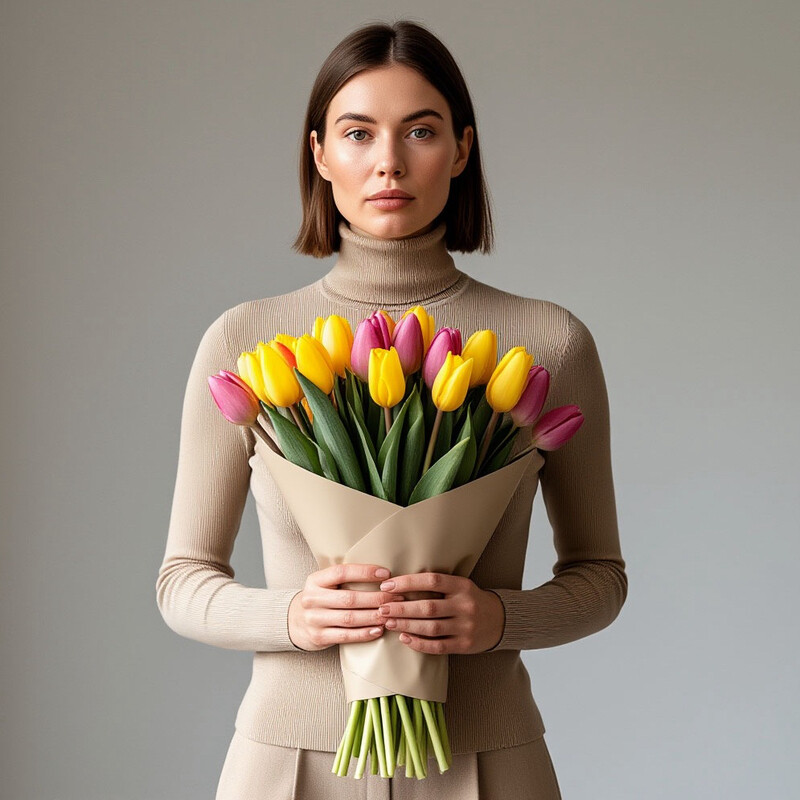 Тюльпаны микс 19 штук , тюльпаны 