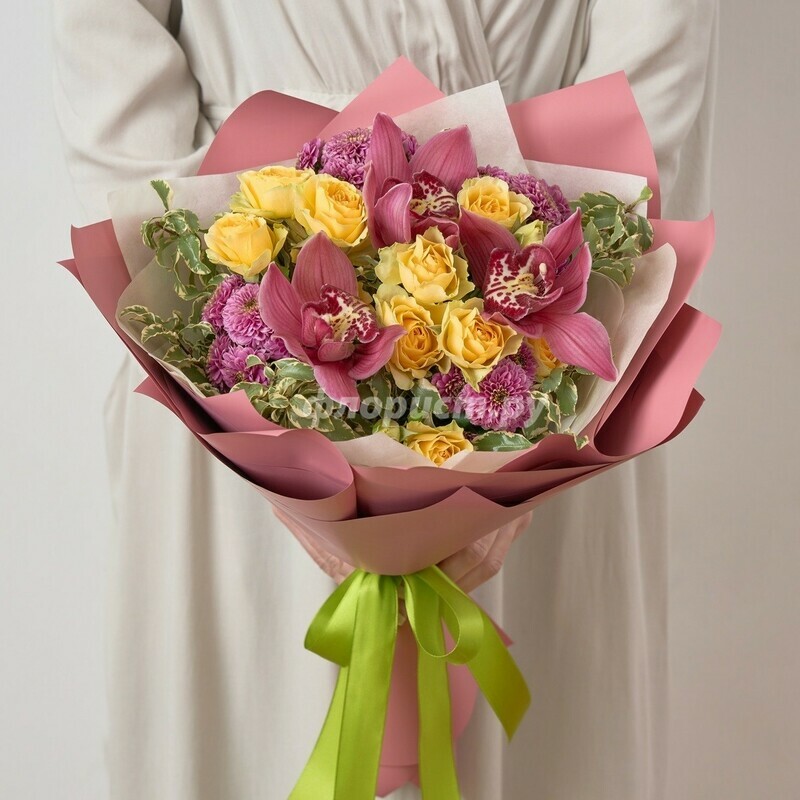 Букет с Орхидеями "Ароматы Бордо", уменьшенный