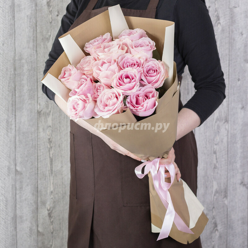 Букет из Розовых Роз, 15 роз