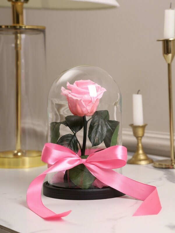 Роза в колбе М розовая, роза в колбе м розовая