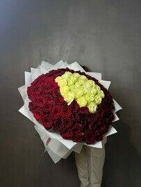 101 красно-белая роза