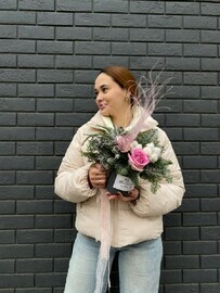 Новогодняя композиция с розой