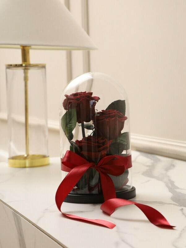 Роза в колбе Трио красная, роза в колбе трио красная