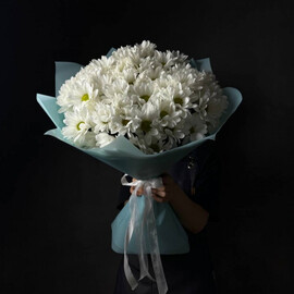 11 белых хризантем