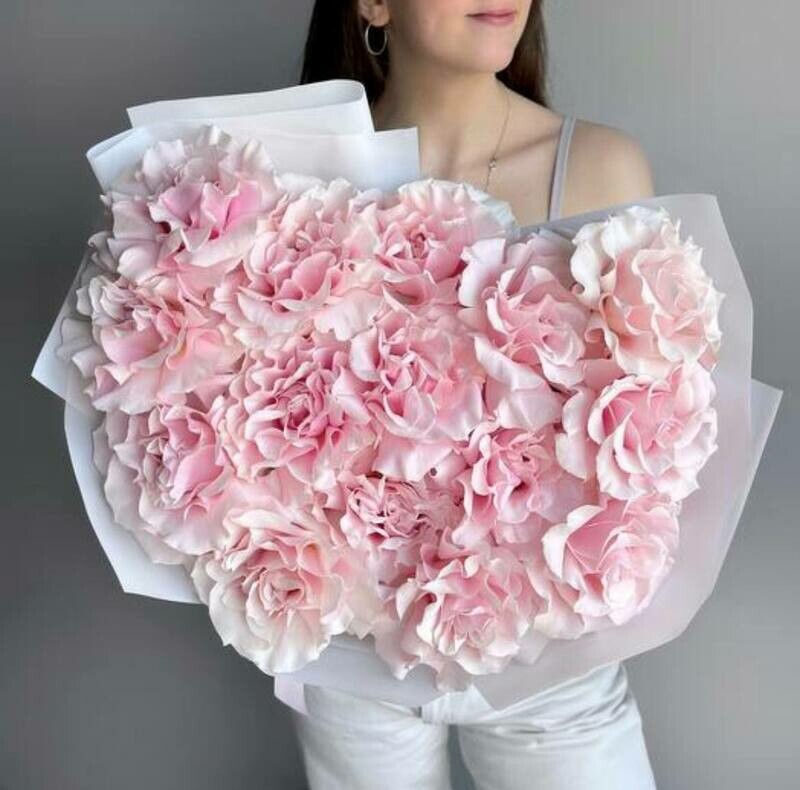 Французские розы Пинк мондиаль 15, букет из розовых французских роз