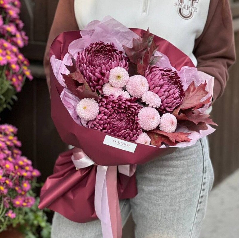 Букет хризантем «Ежевика», стандартный