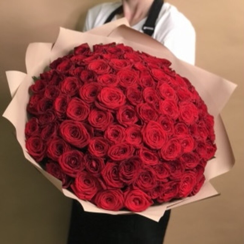 101 роза со средним бутоном , премиум