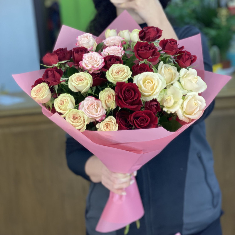 Кустовая роза микс, стандартный