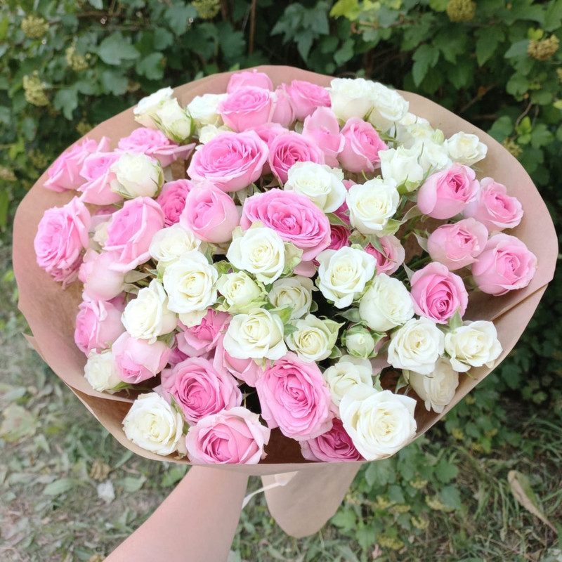 Кустовые розы нежные, стандартный