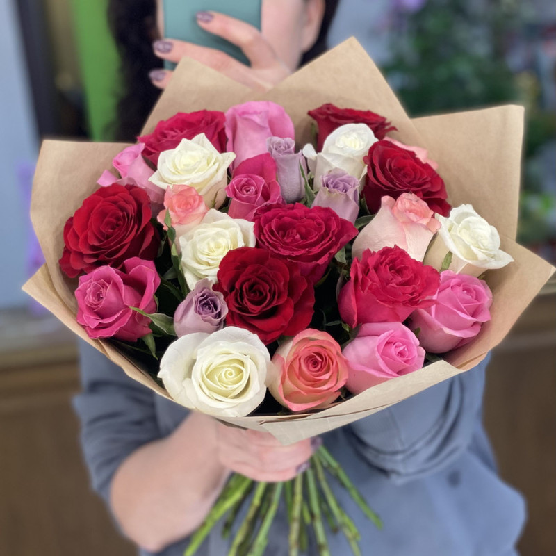 25 роз микс, стандартный
