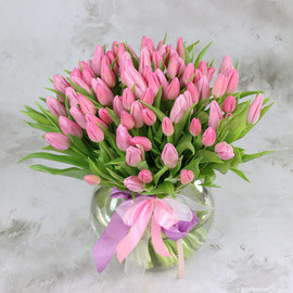 Букет из 101 розового тюльпана