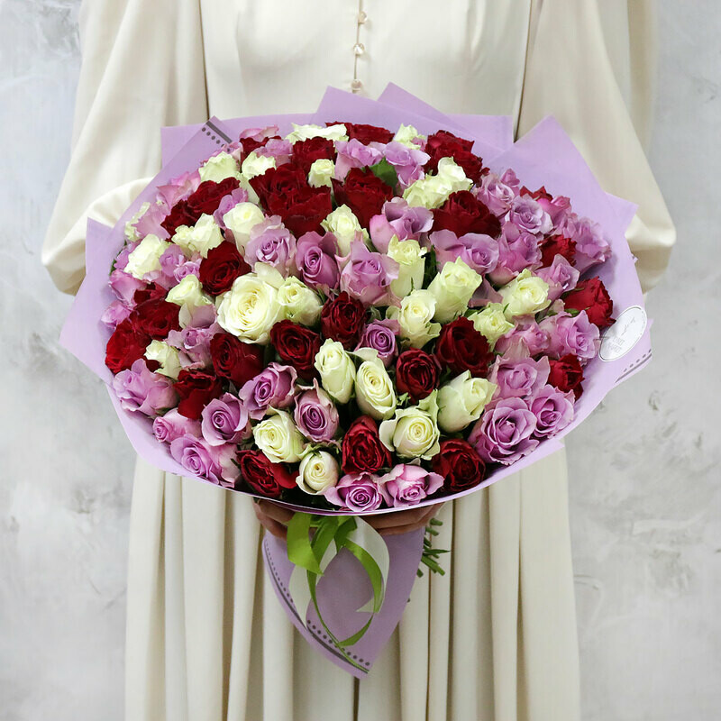 Букет из 101 розы - Знак внимания Кения 40 см., стандартный