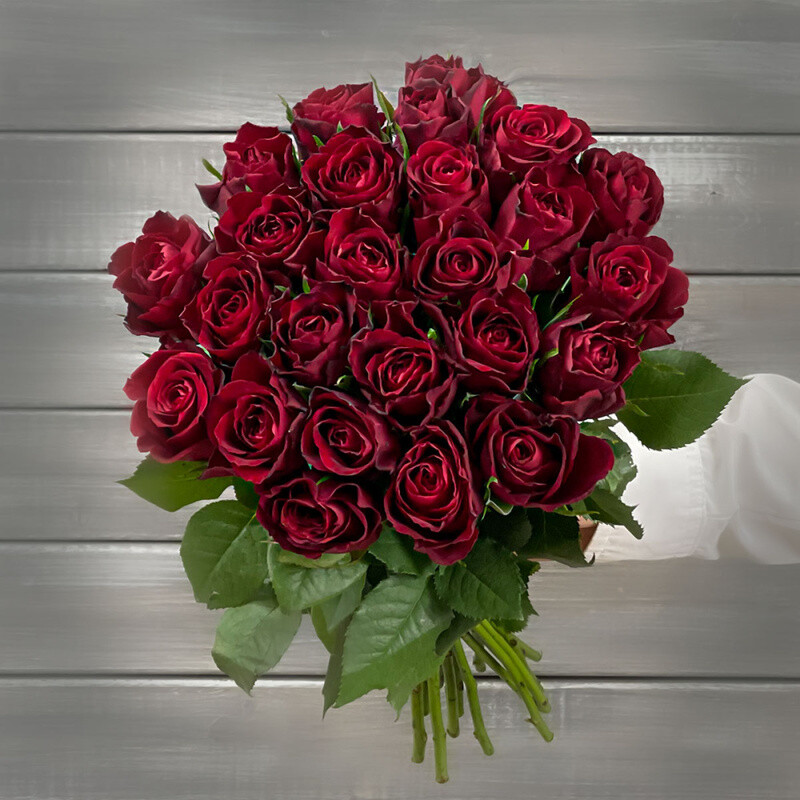 27 красных роз с лентой Кения 40 см., стандартный