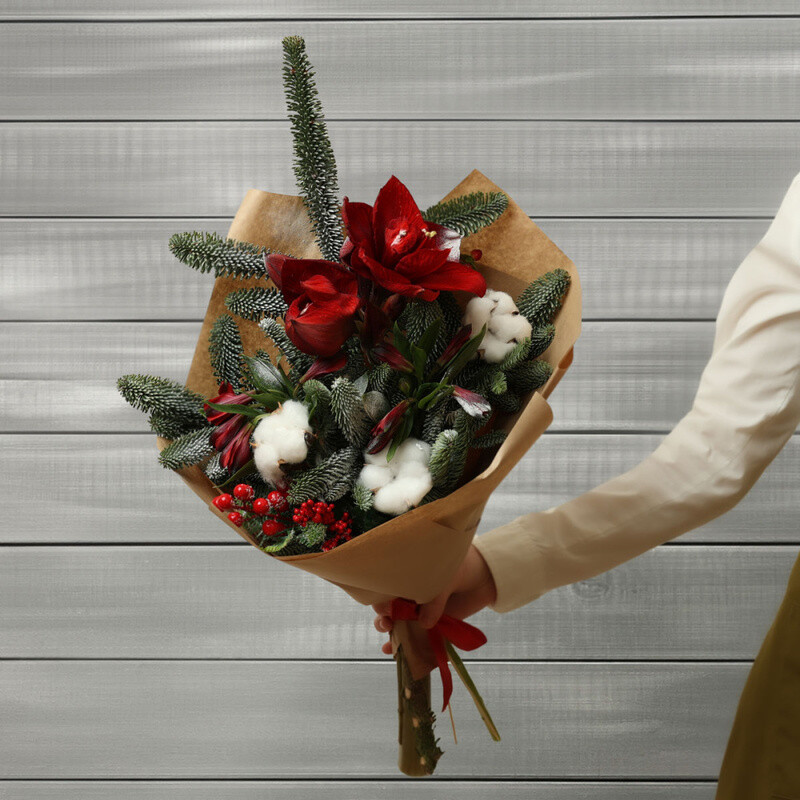 Новогодний букет Лесное волшебство, новогодний букет лесное волшебство