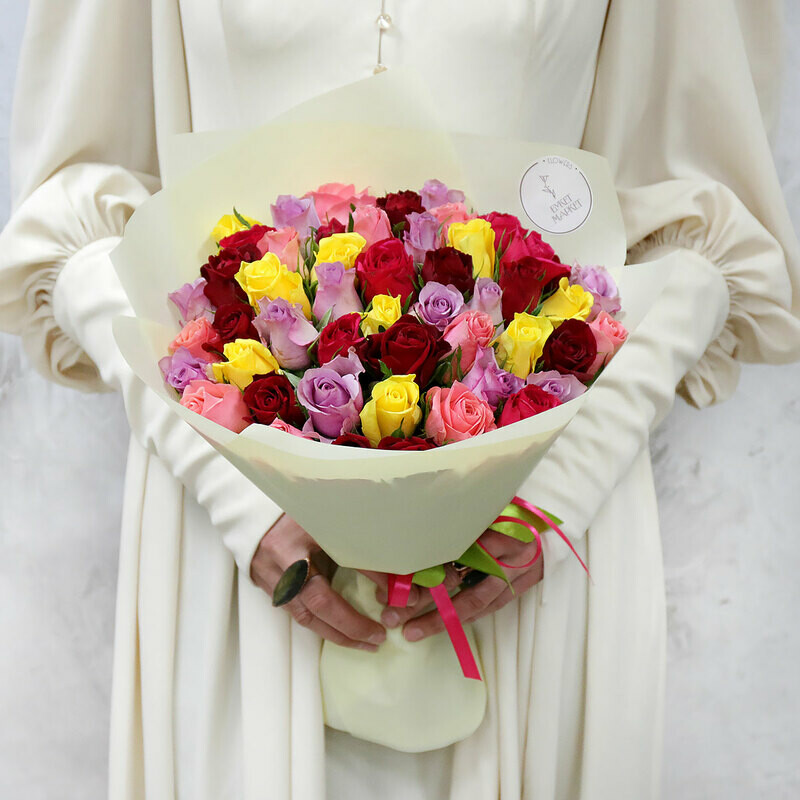 Букет из 51 розы - Ягодный фреш Кения 40 см., стандартный