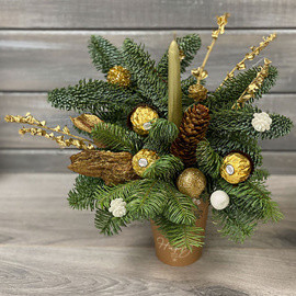 Новогодняя композиция в стакане №3