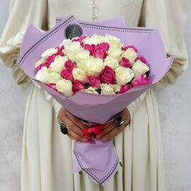 Букет из 51 розы - Нежное суфле Кения 40 см.