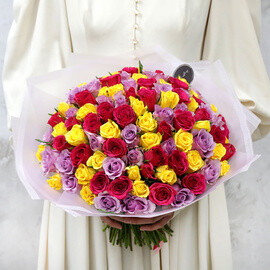 Букет из 101 розы - Весеннее настроение Кения 40 см.