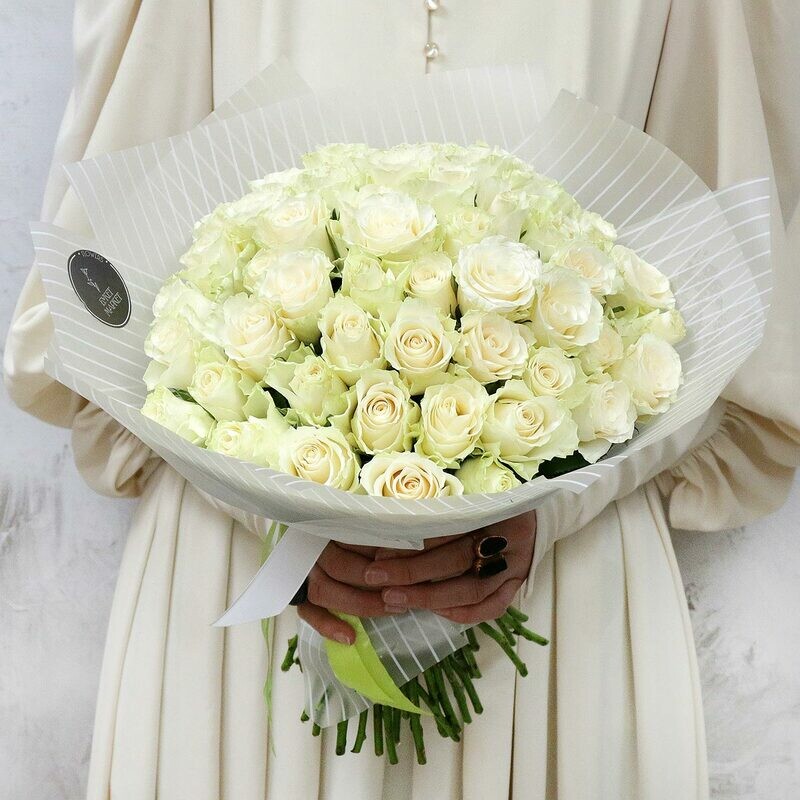 Букет из 51 розы - Зефир Кения 40 см., стандартный