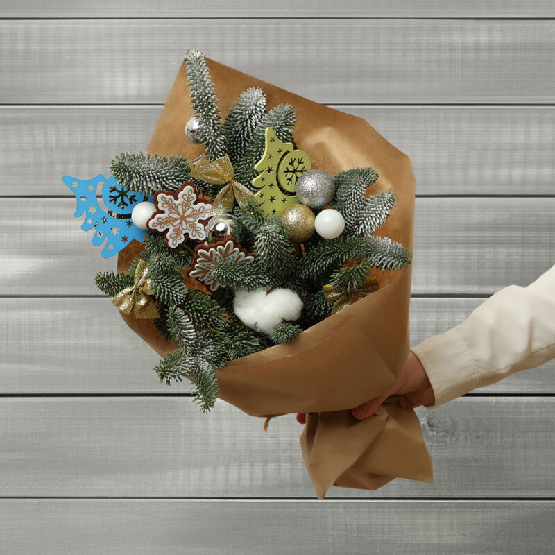 Новогодний букет Зимняя гармония, новогодний букет зимняя гармония
