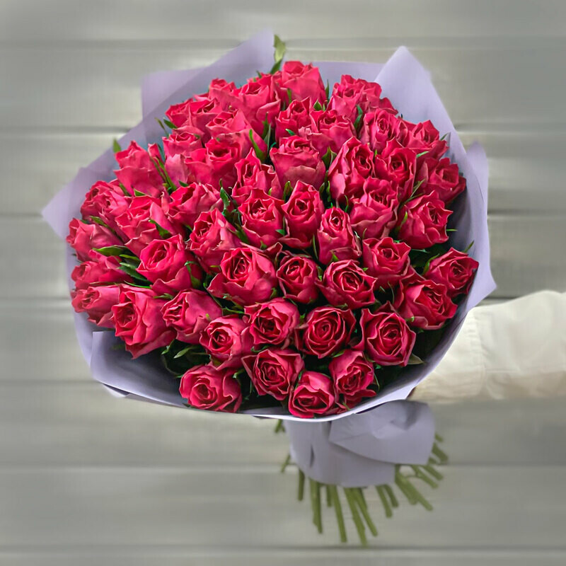 Букет из 51 розы - Розовый закат Кения 40 см., стандартный