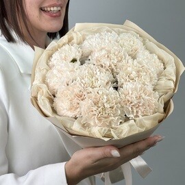 Букет из 11 кремовых диантусов