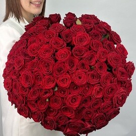 Букет 101 красная роза Россия 50 см