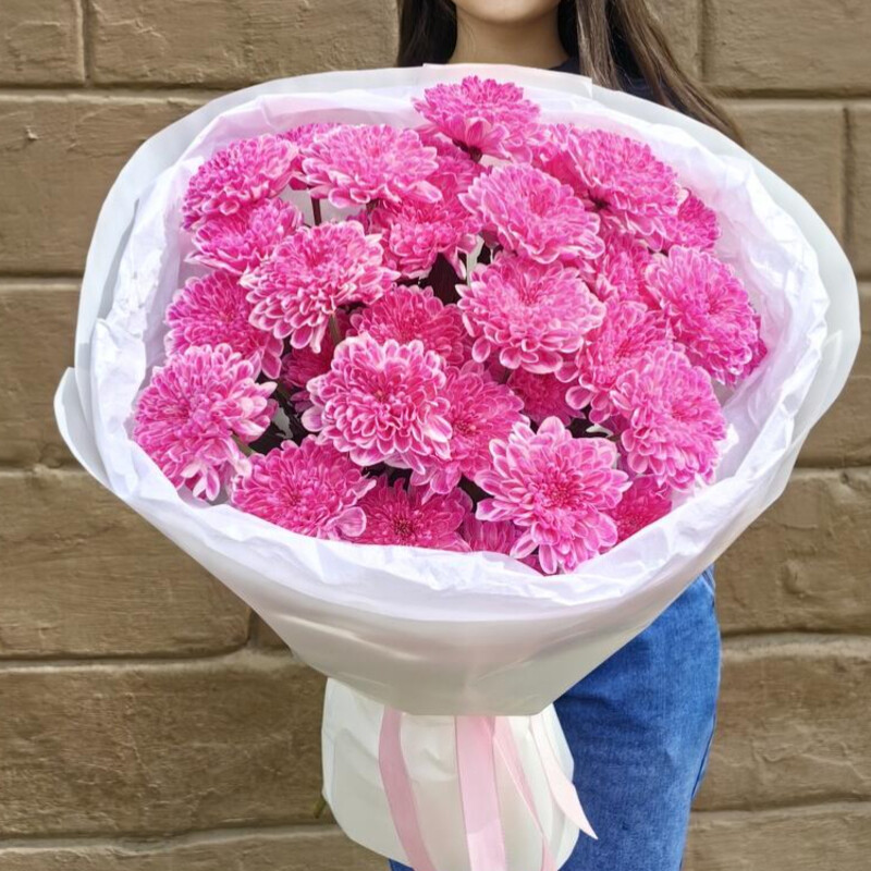 "Малиновый соблазн"- букет из пышных хризантем, "малиновый соблазн"- букет из пышных хризантем