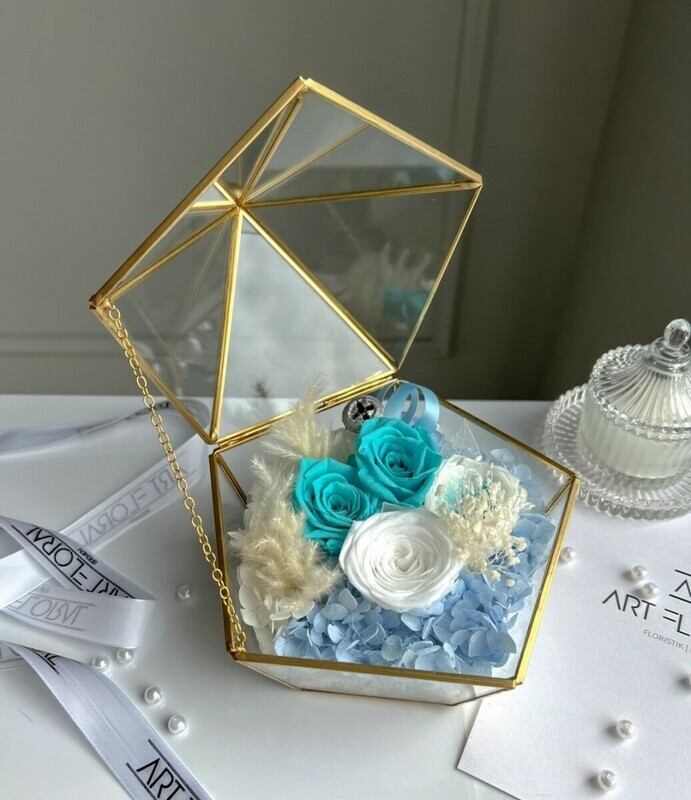 Цветочная шкатулка в голубом, цветочная шкатулка в голубом