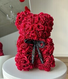 Бордовый мишка из роз 25 см